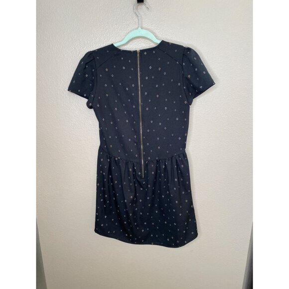 Ro & De Womens Black Short Sleeve Mini Dress S Polyester Back‎ Zipper Round Neck - Picture 3 of 8